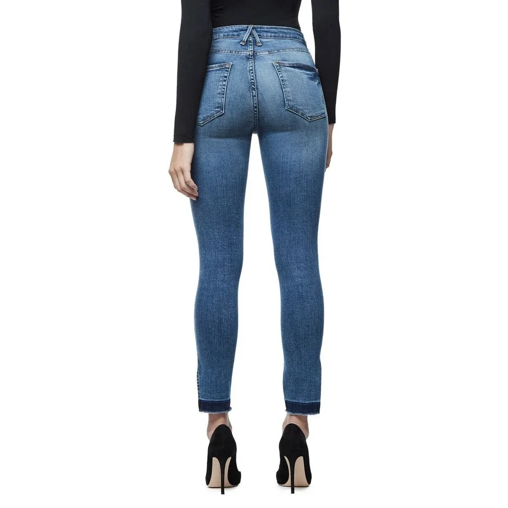 Good American Good Legs High Rise Split Hem Crop Skinny Jeans Womens Size 6 / 28 - Picture 10 of 13